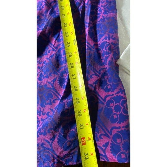 Rena Rowan Size 12 Blue Purple 100% Silk Abstract Maxi Skirt Faux Wrap Bohemian - Picture 6 of 9